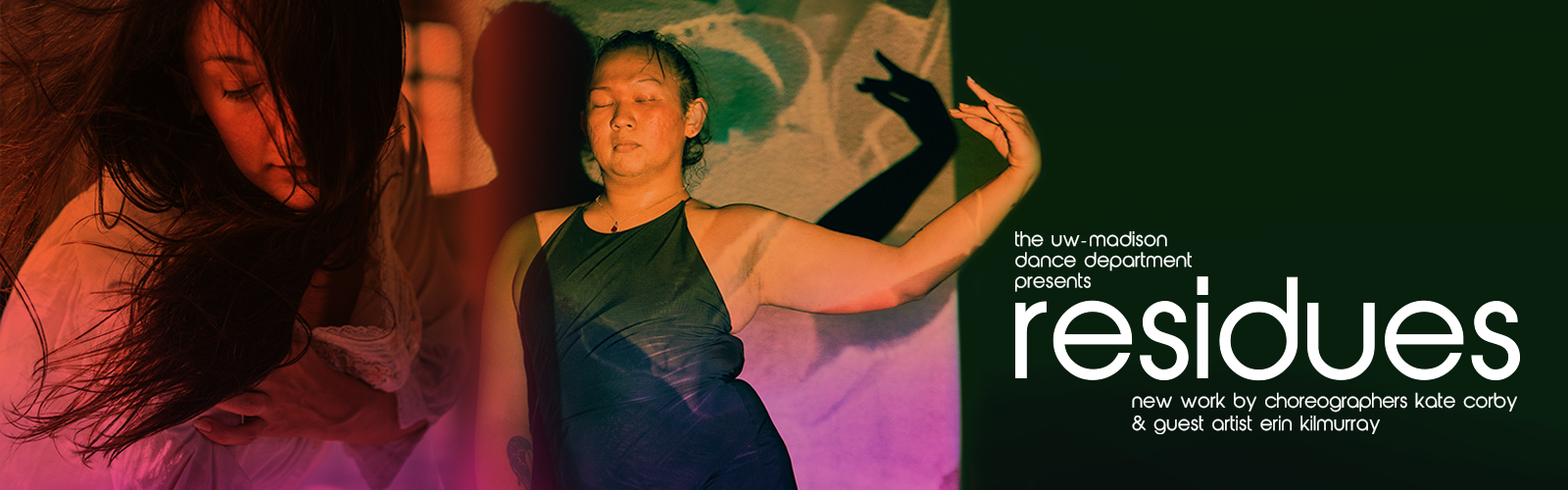 Hero image from Kate Corby’s “Residues” and Erin Kilmurray’s Untitled (fka Nightshade) with title text.